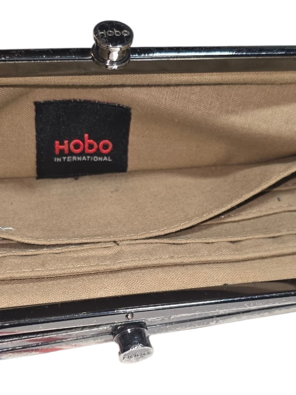 Hobo Snakeskin Patterned Lauren Leather Double Frame Clutch
